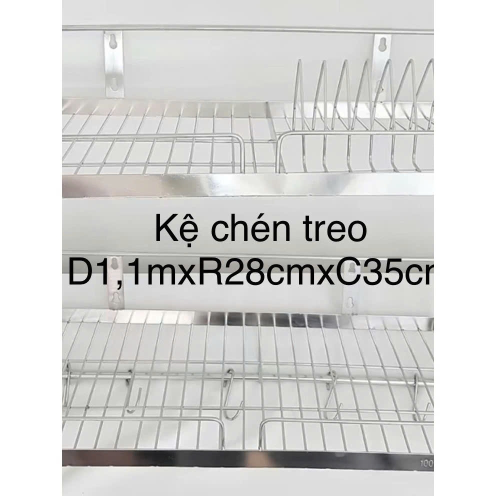 Kệ chén treo inox 201 PHÚC HƯNG PHÁT SG LA DÀY kích thước dài 100cm