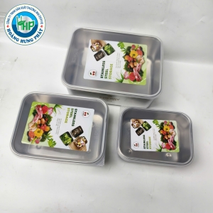 HỘP ĐỰNG THỰC PHẨM CHERRY INOX 304 LÒNG SÂU CÓ NẮP – 1.2L, 2.2L, 3.6L