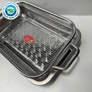 KHAY ĐA NĂNG TITHAFAC INOX 22X32CM – KHAY HỨNG KẾT HỢP RỔ LƯỚI, TIỆN DỤNG