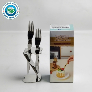 BỘ NĨA KÈM ĐẾ INOX CHERRY – 6 NĨA MINI INOX 304, NHỎ GỌN, SANG TRỌNG