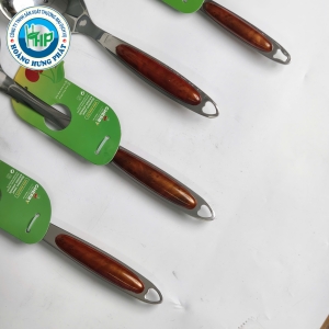 BỘ 4 DỤNG CỤ NHÀ BẾP CHERRY CÁN ỐP VÂN GỖ – VÁ CƠM, VÁ CANH, SẠN INOX
