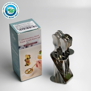 BỘ MUỖNG INOX CHERRY KÈM ĐẾ ĐỂ BÀN – BỘ 6 MUỖNG ĂN TRÁI CÂY, TRÁNG MIỆNG