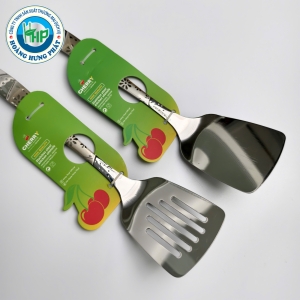 SẠN INOX CHERRY CÁN KHẮC HOA 7CM – SẠN LIỀN VÀ SẠN LỖ, DÀI 27CM