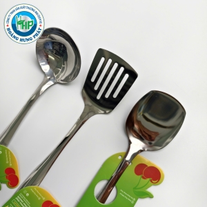 BỘ 3 DỤNG CỤ NHÀ BẾP INOX CHERRY CÁN TIM – VÁ CANH, SẠN LỖ, SẠN LIỀN