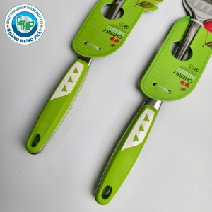 SẠN INOX CHERRY CÁN SỌC XANH TAM GIÁC – SẠN LIỀN, SẠN LỖ DÀI 36CM
