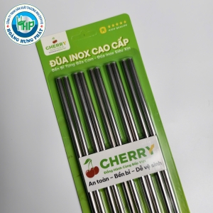 ĐŨA INOX XOẮN CHERRY 22.5CM – VỈ 5 ĐÔI, THIẾT KẾ ĐẸP, TIỆN DỤNG