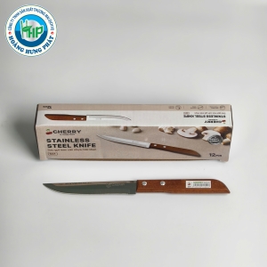DAO GỌT INOX CÁN GỖ MŨI NHỌN CHERRY 501 – DÀI 23.5CM, NHỎ GỌN, TIỆN DỤNG