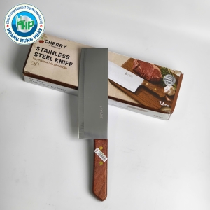 DAO THÁI INOX CÁN GỖ MŨI BẦU CHERRY 22 – LƯỠI BẢN RỘNG, DÀI 30.5CM