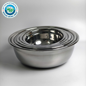 THAU INOX NGẤN CHERRY 14–26CM – THAU TRÒN SƠ CHẾ, TRỘN VÀ ĐỰNG THỰC PHẨM