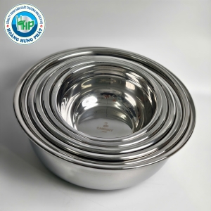 THAU INOX NGẤN CHERRY 14–26CM – THAU TRÒN SƠ CHẾ, TRỘN VÀ ĐỰNG THỰC PHẨM