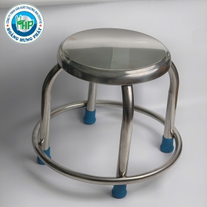 GHẾ ĐÔN INOX THẤP CÓ KIỀNG – MẶT TRÒN 28CM, CAO 31.5CM, CHẮC CHẮN, TIỆN DỤNG
