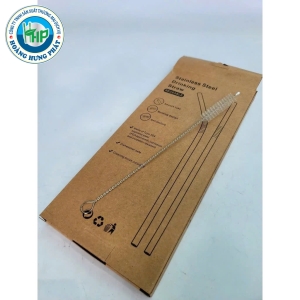 BỘ ỐNG HÚT INOX 304 CAO CẤP – 4 ỐNG THẲNG CONG KÈM CỌ VỆ SINH