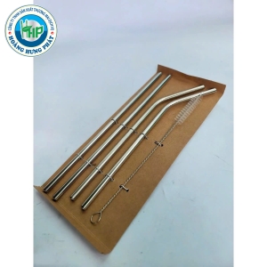 BỘ ỐNG HÚT INOX 304 CAO CẤP – 4 ỐNG THẲNG CONG KÈM CỌ VỆ SINH