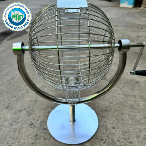 Lồng quay xổ số, lòng quay lô tô có chân đế tròn- inox Vũ Khải đường kính 30cm,35cm,40cm,45cm,50cm