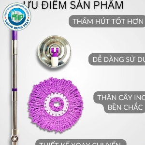 Cây lau nhà kiểu THÁI mâm inox, thân inox chắc chắn 360 thay thế PHÚC HƯNG PHÁTdài 1,3m.