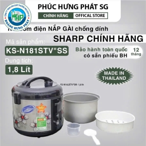Nồi cơm điện SHARP thái lan nắp gài 1.8 lít KS-N181STV-SS VŨ KHẢI hàng chính hãng bảo hành 12 tháng.
