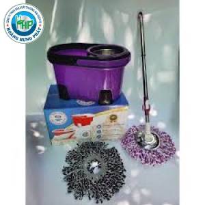 Bộ Cây Lau Nhà Thông Minh Cao Cấp Xoay 360 Độ Thùng Robot-Cây Mâm Inox Có Bánh Xe Di Chuyển Tiện Lợi