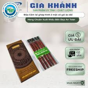 Đũa Cẩm Lai Ghép Hình 2 Mặt Cô Gái Áo Dài Chữ Việt Nam - Hàng Chuẩn Xuất Khẩu Cao Cấp