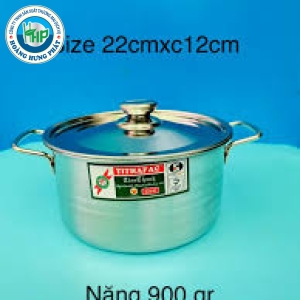 Nồi Inox Quai Cọng (Quai Loại 1) TITHAFAC - Nồi Inox Có Nắp Dùng Được Bếp Từ - Kích Thước 16-32cm