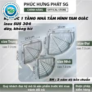 Kệ Để Đồ Nhà Tắm Inox 304 Dày, Kệ Góc Phòng Tắm 1 Tầng Hinh Tam Giác - Dài 20-25-30cm, BH 2 Năm
