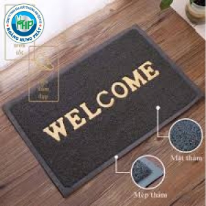 Thảm Nhựa Trải Sàn Cỡ Lớn WELCOME PVC Loại 1 Màu Xám Sang Trọng - Kích Thước Lớn 90x120cm, 120x150cm