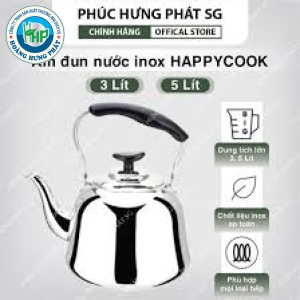 Ấm đun nước bằng inox bếp từ có chuông báo động HAPPYCOOK kích thước 3 Lít, 5 lít.