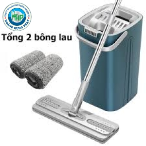 Bộ Lau Nhà 2 Ngăn Tự Vắt Cao Cấp Đầu Xoay 360 Độ - Kèm 2 Bông Lau Siêu Thấm Hút