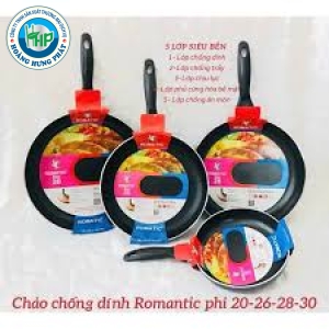 Chảo Chống Dính 5 Lớp Siêu Bền ROMATIC - Tay Cầm Dài Chắc Chắn - Kích Thước 24-28cm