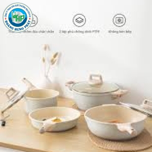 Chảo chiên bánh xèo, chiên đa năng TITHAFAC chống dính kích thước không quai 31.5cm 38.5cm luôn quai