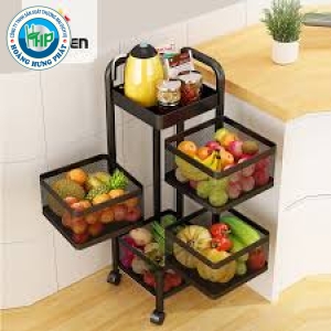 Kệ Để Rau Củ Quả Xoay Đa Năng Khay Vuông Nhựa Vàng Vy Long 2,3,4,5 Tầng Nhiều Kích Thước