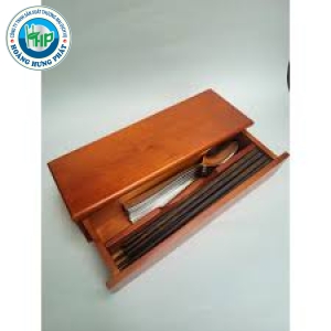 Hộp Đựng Muỗng Đũa Gỗ Căm Xe Cao Cấp - Gỗ Tự Nhiên, Thiết Kế Sang Trọng Bền Bỉ