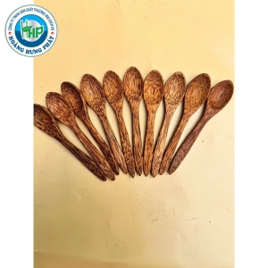 Muỗng trà, muỗng cà phê đen, cà phê đá bằng dừa lâu năm VŨ KHẢI kích thước nhỏ 120mm