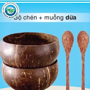 Chén dừa,muỗng dừa già tự nhiên PHÚC HƯNG PHÁT. Bát trộn salad, trộn mặt nạ thân thiện với môitrường